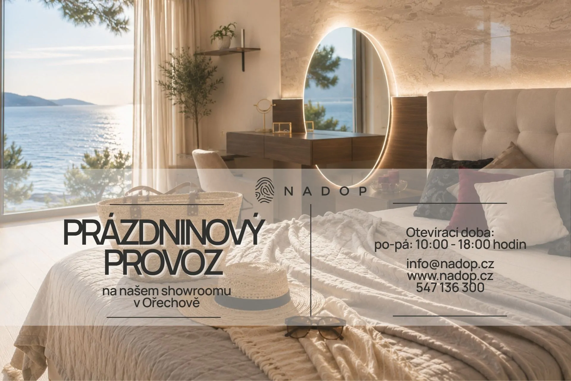 Prázdniny v plném proudu a otevírací doba na showroomu je od pondělí do pátku od 10 do 18 hodin. Objednej se na schůzku na 547 136 300